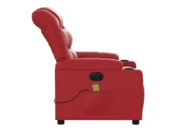 Poltrona massagens reclinável elétrica couro artif. vermelho SHL379186