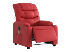 Poltrona massagens reclinável elétrica couro artif. vermelho SHL379186