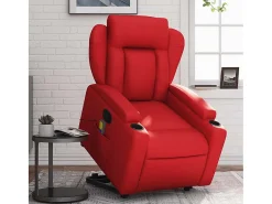 Poltrona massagens reclinável elevatória couro artif. vermelho SHL230128