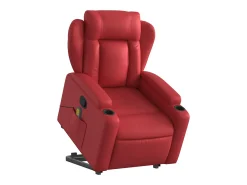 Poltrona massagens reclinável elevatória couro artif. vermelho SHL230128
