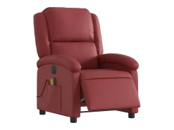 Poltrona massagens reclin. elétrica couro artif. vermelho-tinto SHL838123