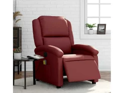 Poltrona massagens reclin. elétrica couro artif. vermelho-tinto SHL838123