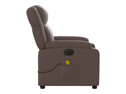 Poltrona massagens reclinável elétrica couro artif. castanho