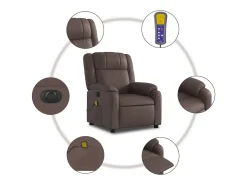 Poltrona massagens reclinável elétrica couro artif. castanho