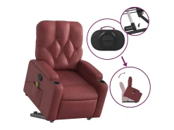 Poltrona massagens reclinável couro artificial vermelho tinto SHL194081