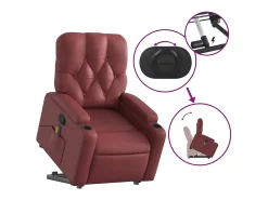 Poltrona massagens reclinável couro artificial vermelho tinto SHL194081