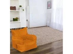 Poltrona Ossidiana, Assento almofadado, Sofá individual de sala, Cadeira com braços, Fabricado em Itália, 75x65 h70 cm, Laranja