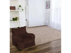 Poltrona Ossidiana, Assento almofadado, Sofá individual de sala, Cadeira com braços, Fabricado em Itália, 75x65 h70 cm, Castanho
