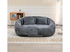 Poltrona Preguiçosa de Chenille - 2 Lugares - com 2 Almofadas - 62cm Profundidade do Assento - Carga Máx. 250kg - Cinza