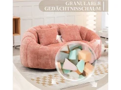 Poltrona Preguiçosa de Chenille - 2 Lugares - com 2 Almofadas - 62cm Profundidade do Assento - Carga Máx. 250kg - Rosa
