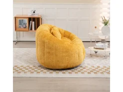 Poltrona Preguiçosa de Chenille - 2 Lugares - com 2 Almofadas - 62cm Profundidade do Assento - Carga Máx. 250kg - Amarelo
