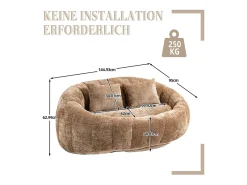 Poltrona Preguiçosa de Chenille - 2 Lugares - com 2 Almofadas - 62cm Profundidade do Assento - Carga Máx. 250kg - Marrom