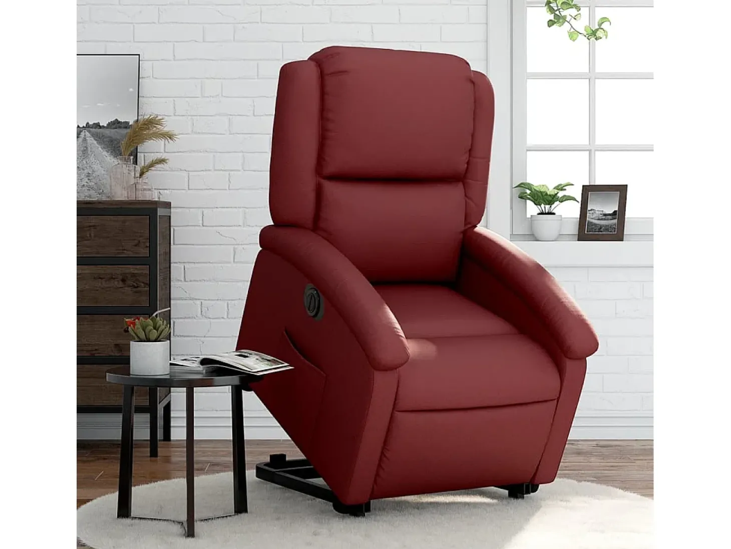 Poltrona reclin. elevatória elétrica couro artif vermelho-tinto SHL13110
