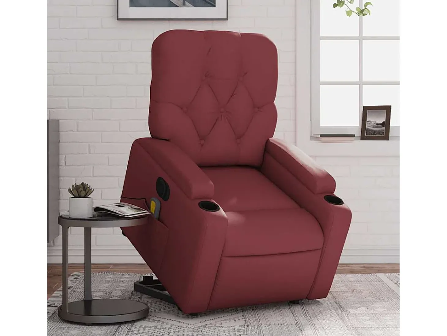 Poltrona reclin. elevatória elétrica couro artif vermelho-tinto SHL713038