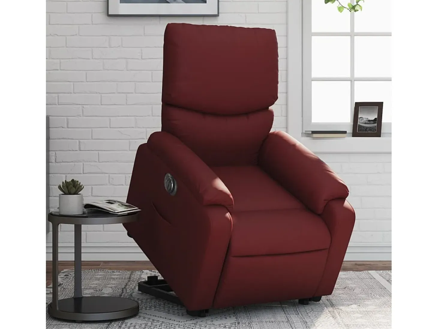 Poltrona reclin. elevatória elétrica couro artif vermelho-tinto SHL454995