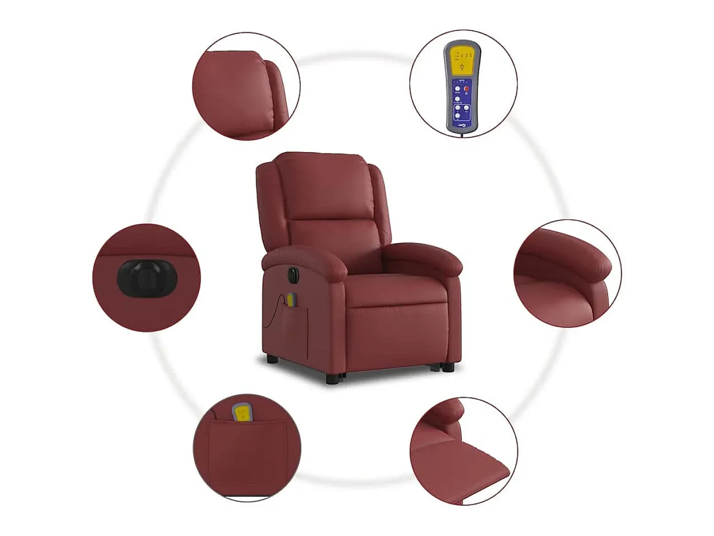 Poltrona reclin. elevatória elétrica couro artif vermelho-tinto SHL299854