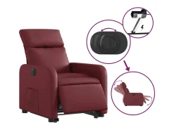 Poltrona reclin. elevatória elétrica couro artif vermelho-tinto PT780121