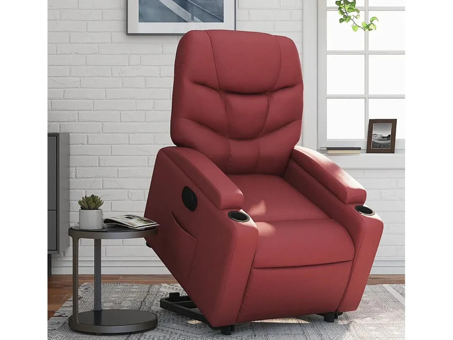 Poltrona reclin. elevatória elétrica couro artif vermelho-tinto SHL74493