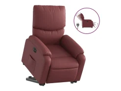 Poltrona reclin. elevatória elétrica couro artif vermelho-tinto PT409148