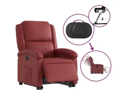 Poltrona reclin. elevatória elétrica couro artif vermelho-tinto