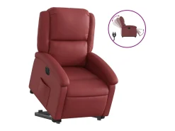 Poltrona reclin. elevatória elétrica couro artif vermelho-tinto