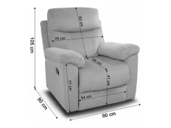 Poltrona Reclinavel Manual Texas, Sofá de 1 lugar, Cinza