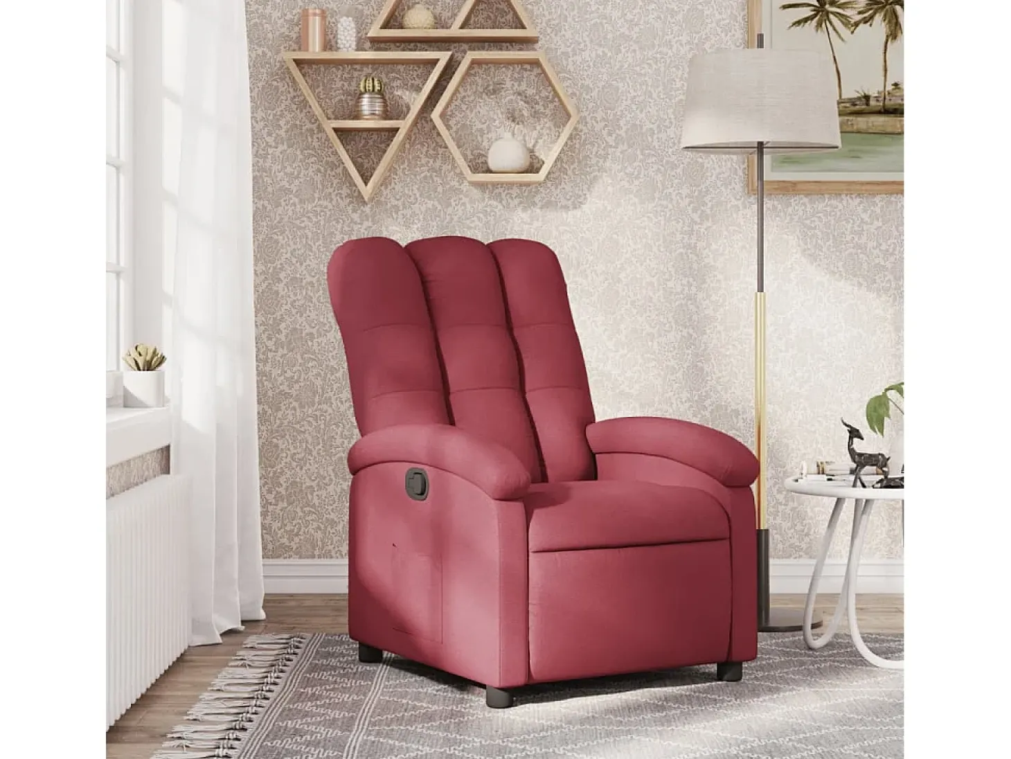 Poltrona Reclinável | Poltrona Confortável Relax tecido vermelho tinto SHL876379