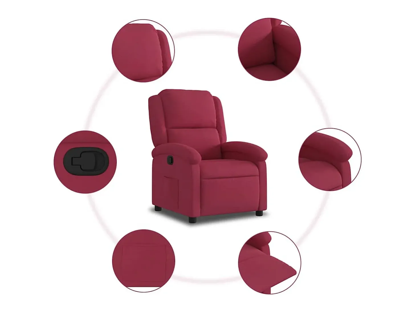 Poltrona Reclinável | Poltrona Confortável Relax veludo vermelho tinto SHL634783