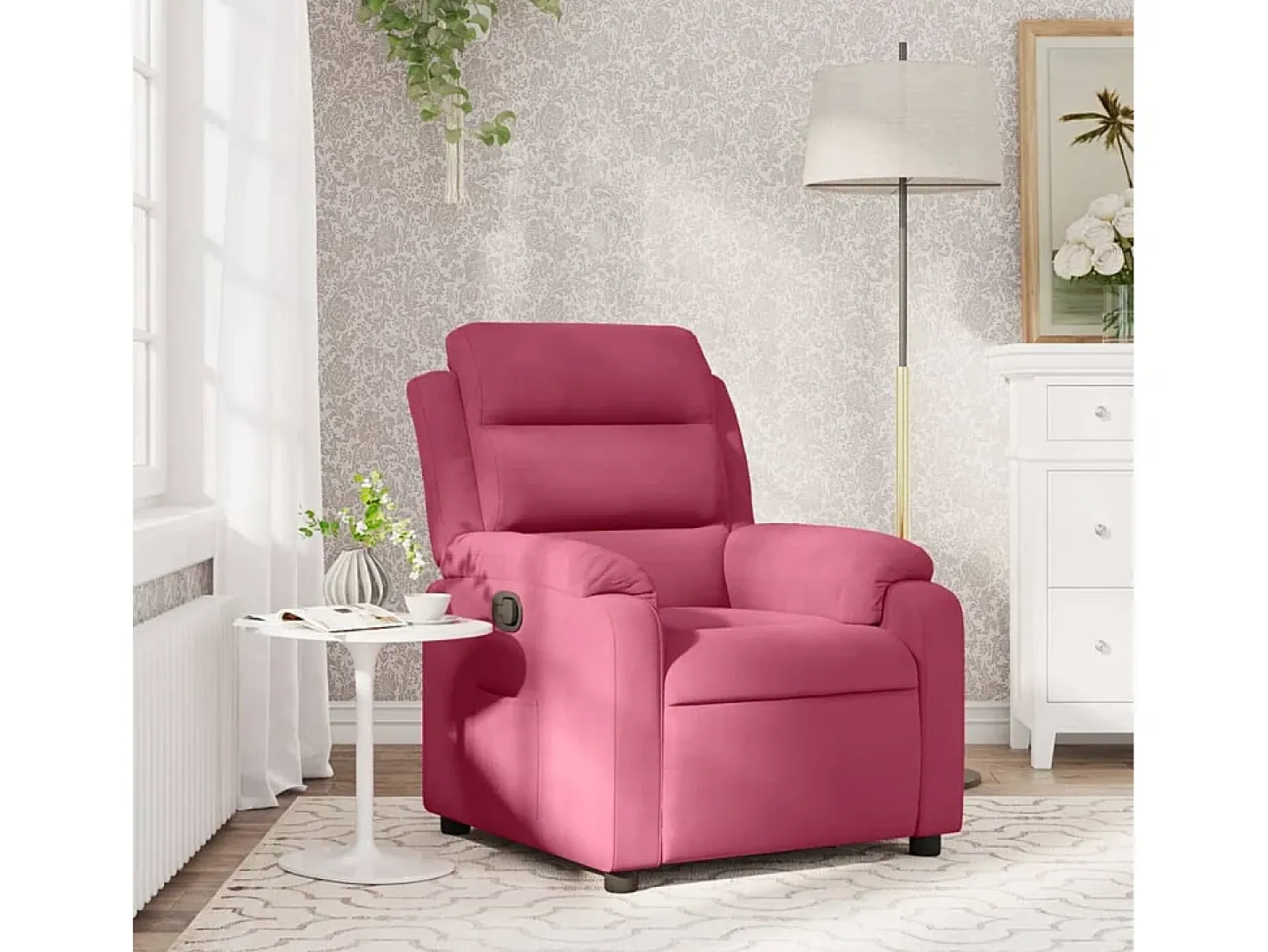 Poltrona Reclinável | Poltrona Confortável Relax veludo vermelho tinto SHL537040