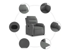 Poltrona Reclinável | Poltrona Confortável Relax tecido cinzento-escuro SHL386958