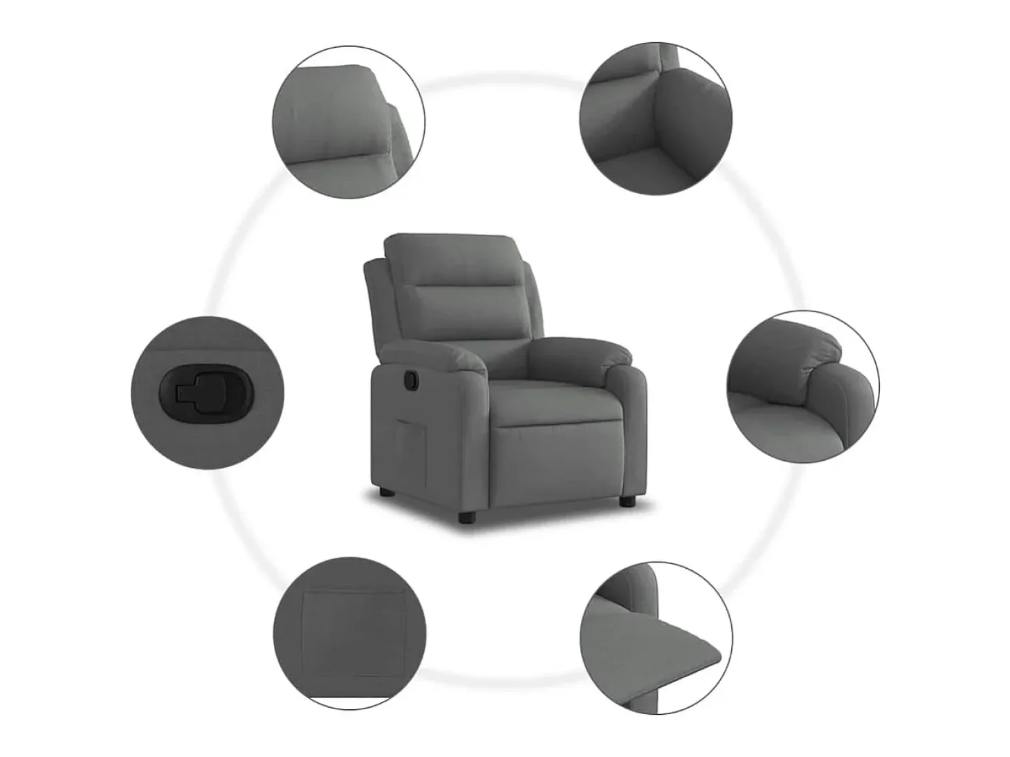 Poltrona Reclinável | Poltrona Confortável Relax tecido cinzento-escuro SHL386958