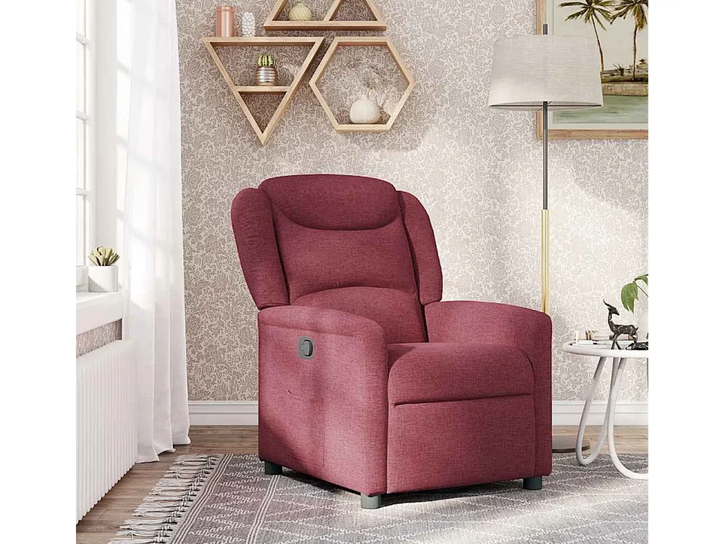 Poltrona Reclinável | Poltrona Confortável Relax tecido vermelho tinto SHL194418