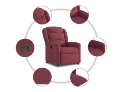 Poltrona Reclinável | Poltrona Confortável Relax tecido vermelho tinto SHL194418