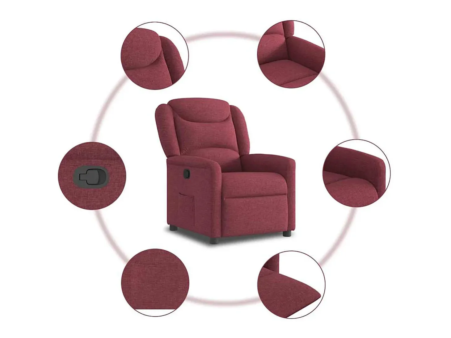 Poltrona Reclinável | Poltrona Confortável Relax tecido vermelho tinto SHL194418