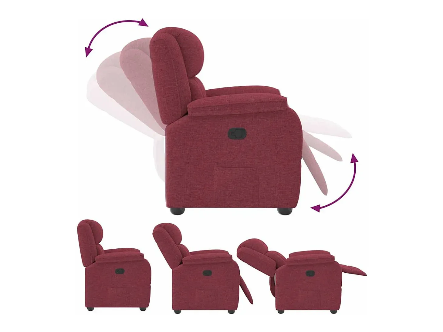 Poltrona Reclinável | Poltrona Confortável Relax tecido vermelho tinto SHL490546