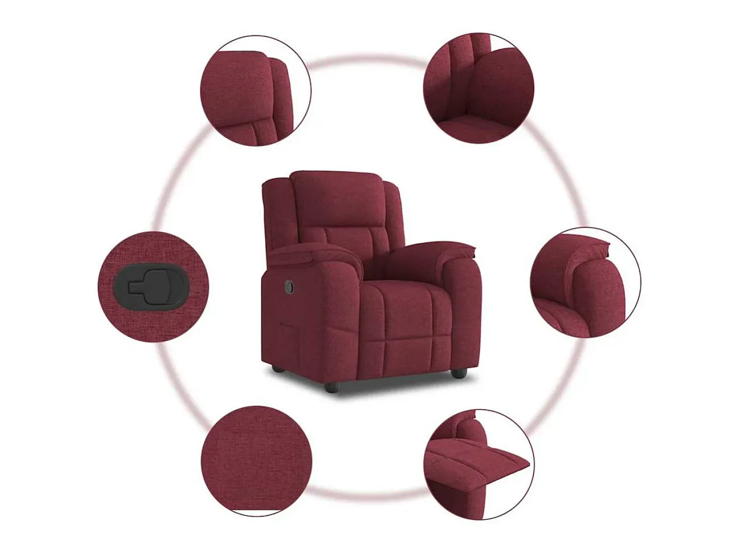 Poltrona Reclinável | Poltrona Confortável Relax tecido vermelho tinto SHL490546