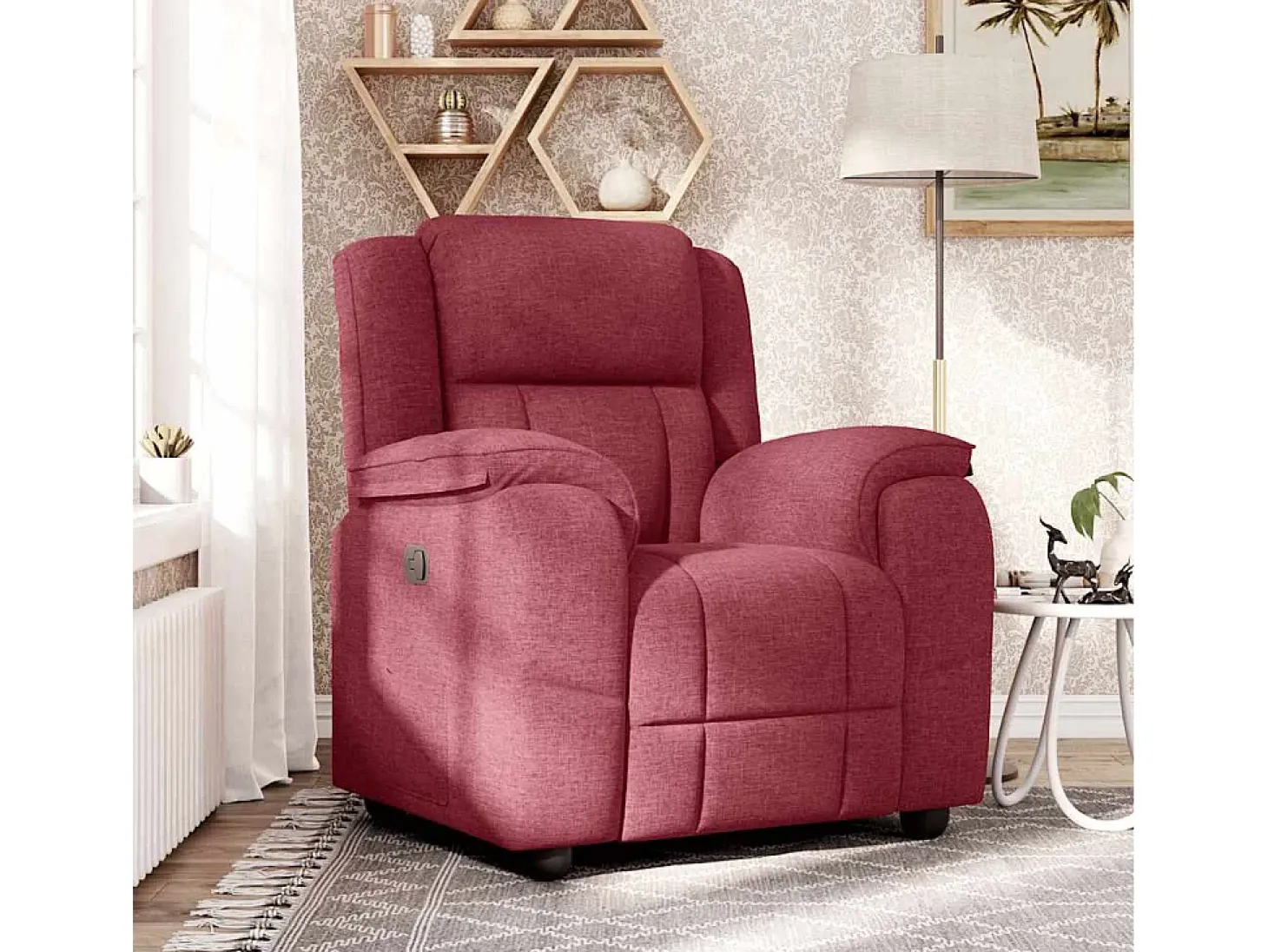 Poltrona Reclinável | Poltrona Confortável Relax tecido vermelho tinto SHL490546