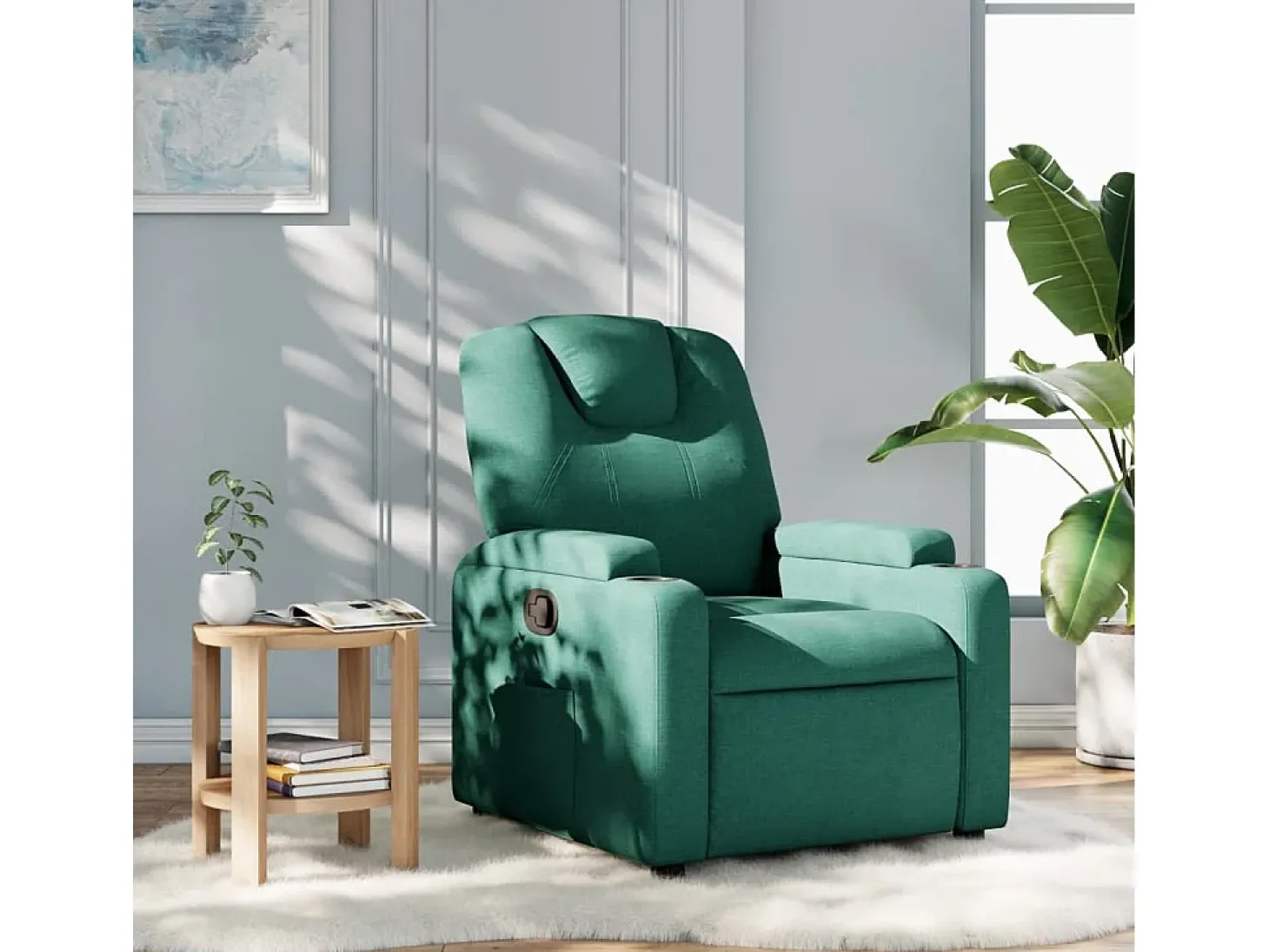 Poltrona Reclinável | Poltrona Confortável Relax tecido verde-escuro SHL398444