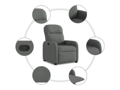 Poltrona Reclinável | Poltrona Confortável Relax tecido cinzento-escuro SHL463229