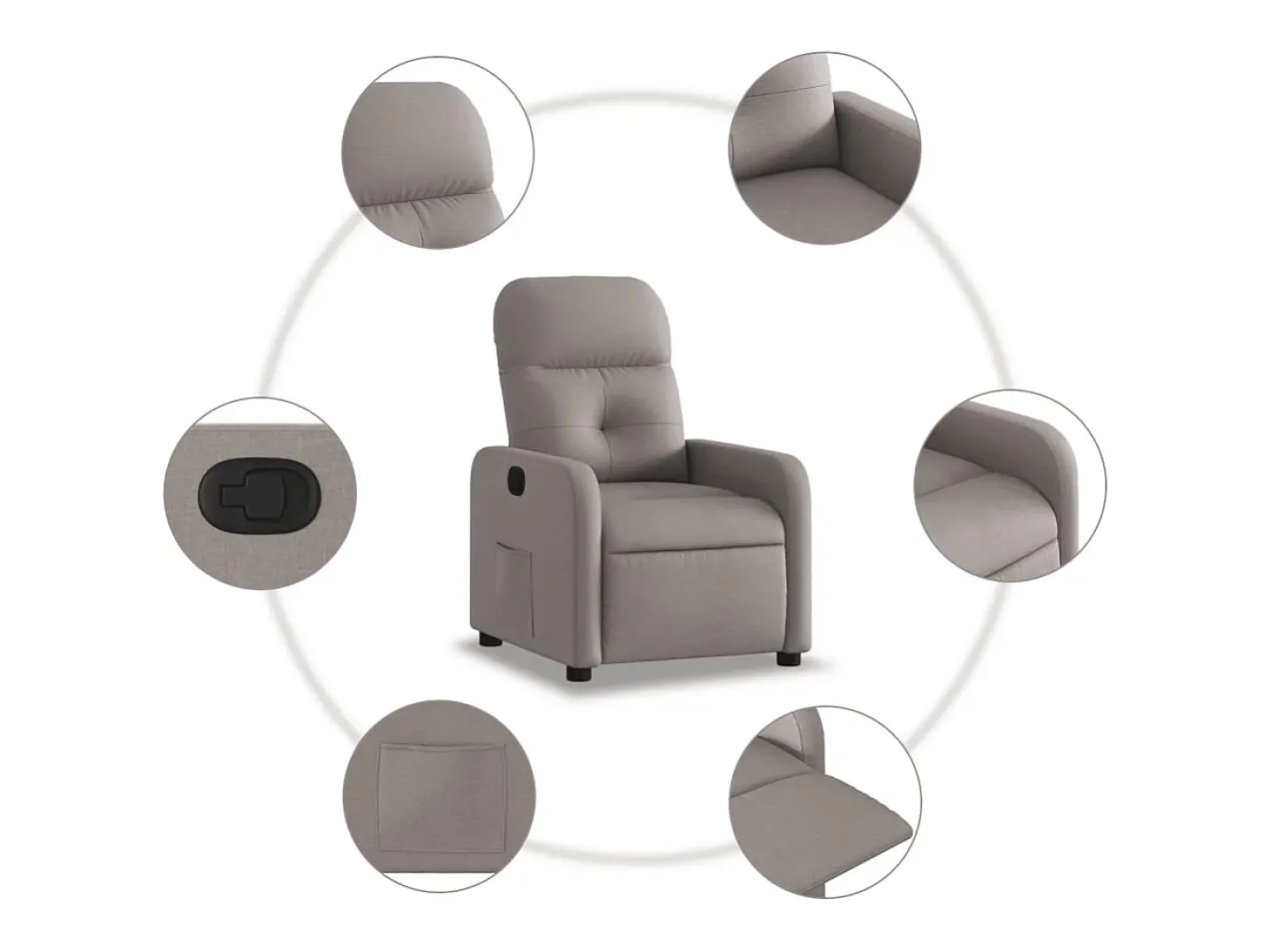 Poltrona Reclinável | Poltrona Confortável Relax tecido cinzento-acastanhado SHL142126