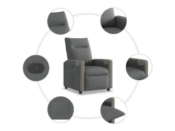 Poltrona Reclinável | Poltrona Confortável Relax tecido cinzento-escuro SHL969981