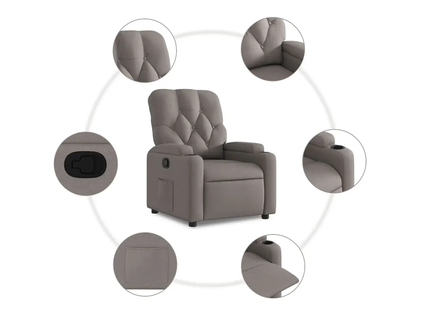 Poltrona Reclinável | Poltrona Confortável Relax tecido cinzento-acastanhado SHL290274