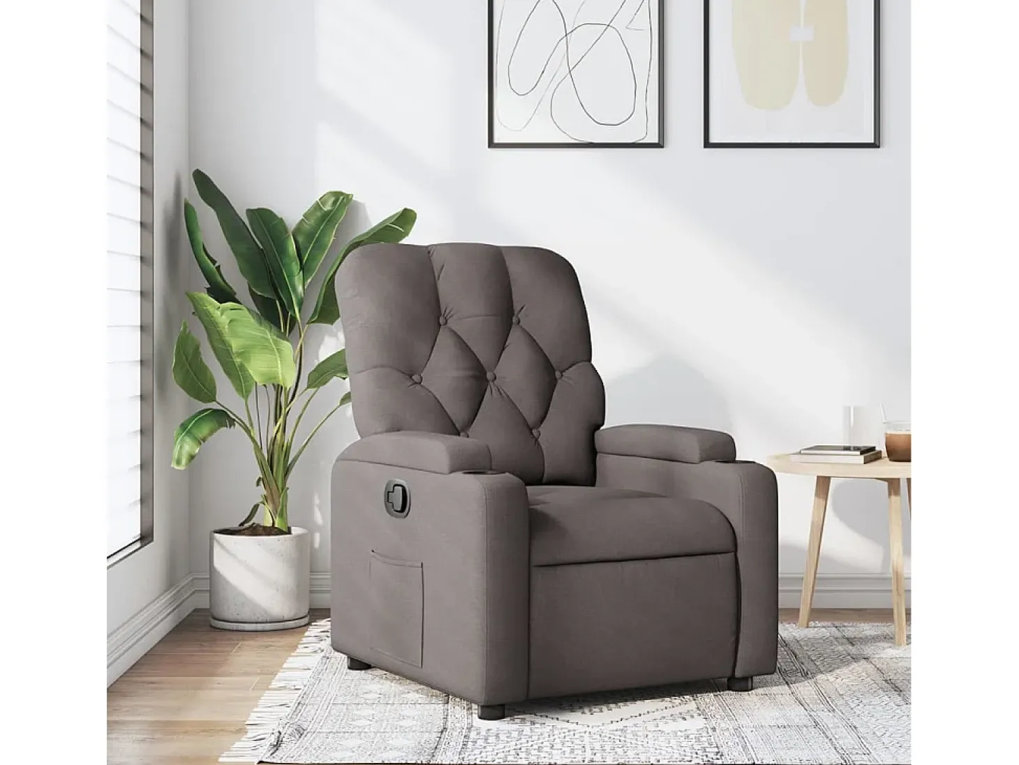 Poltrona Reclinável | Poltrona Confortável Relax tecido cinzento-acastanhado SHL290274