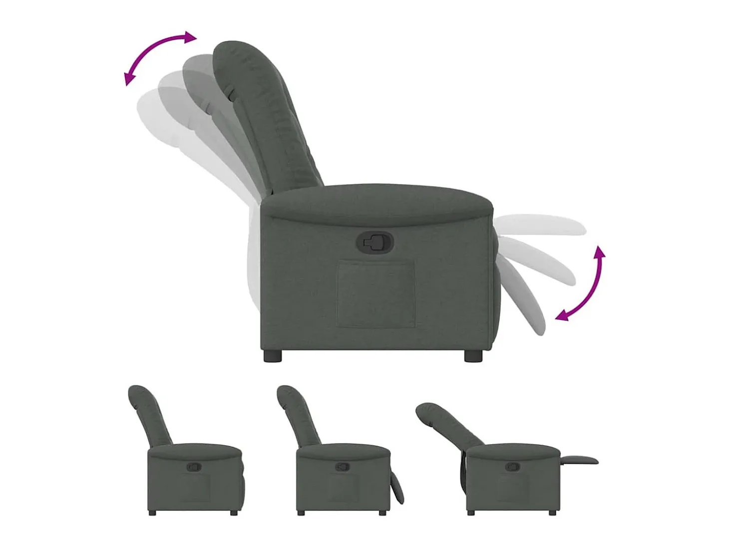 Poltrona Reclinável | Poltrona Confortável Relax tecido cinzento-escuro SHL249459