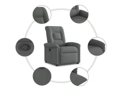 Poltrona Reclinável | Poltrona Confortável Relax tecido cinzento-escuro SHL249459
