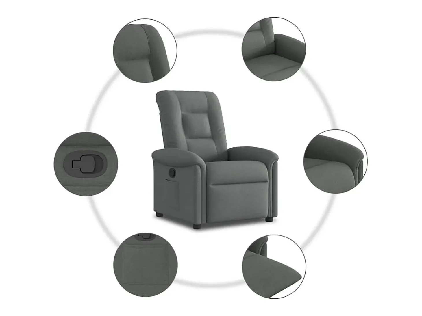 Poltrona Reclinável | Poltrona Confortável Relax tecido cinzento-escuro SHL249459