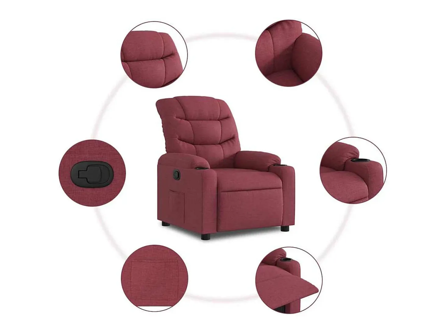 Poltrona Reclinável | Poltrona Confortável Relax tecido vermelho tinto SHL242306