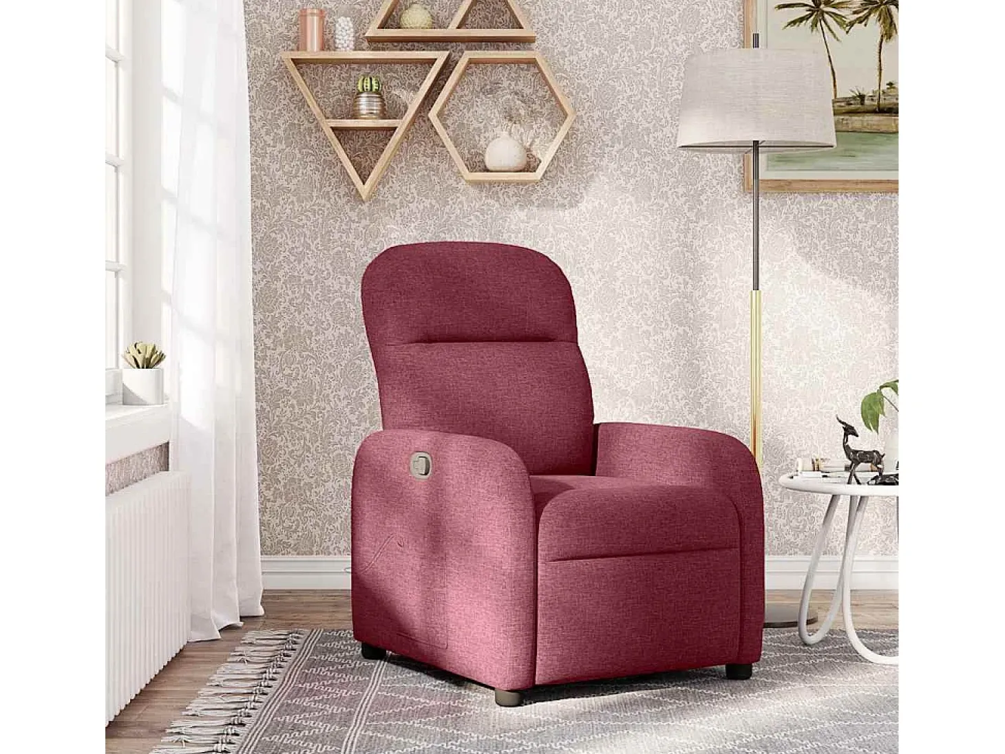 Poltrona Reclinável | Poltrona Confortável Relax tecido vermelho tinto SHL863509