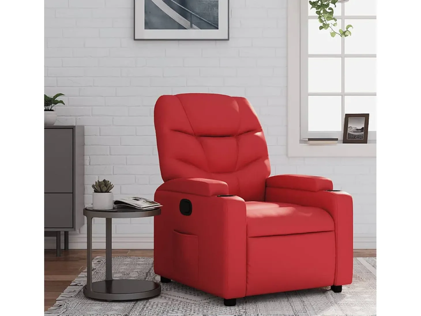 Poltrona reclinável couro artificial vermelho SHL190968