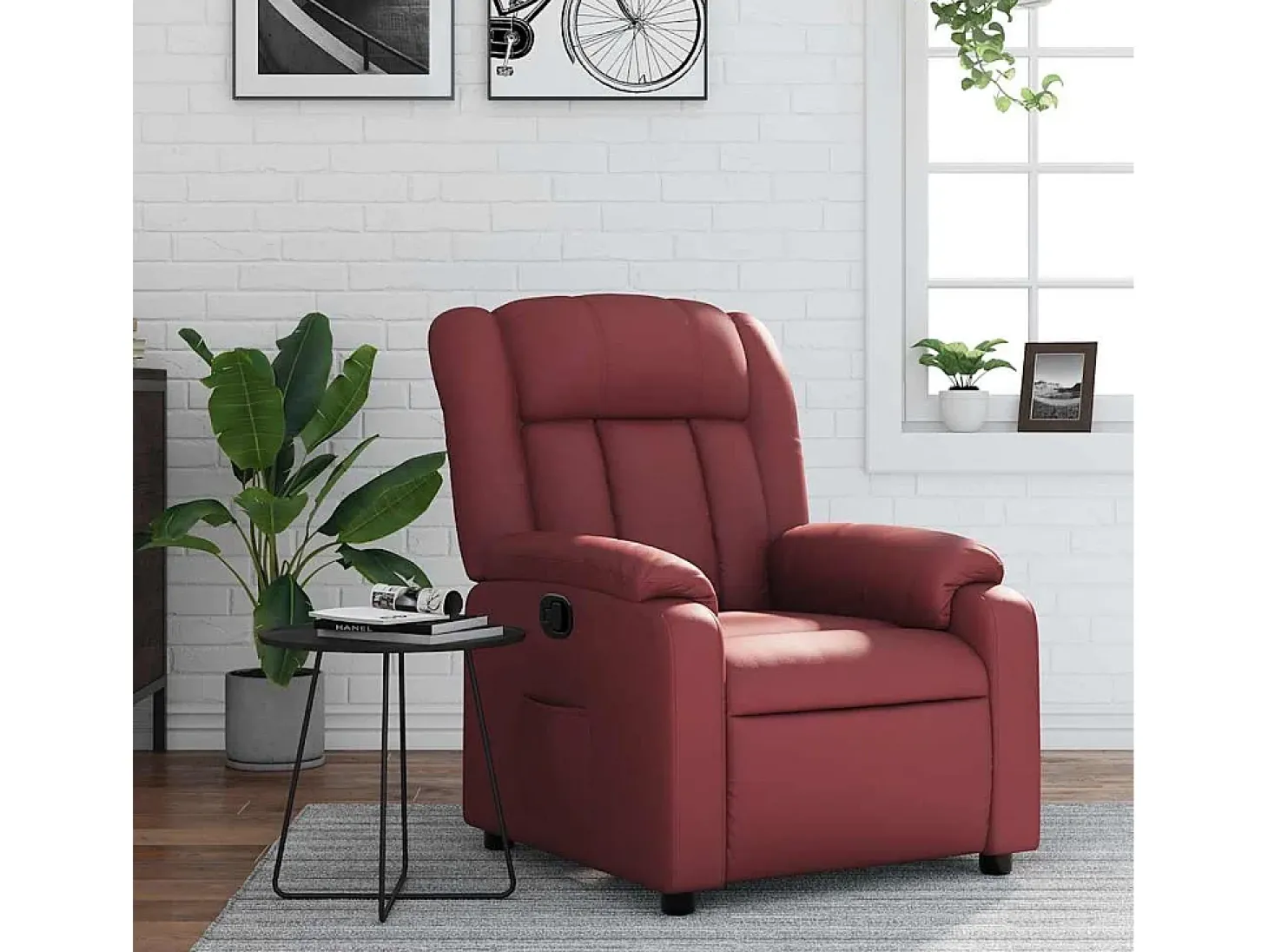 Poltrona reclinável couro artificial vermelho tinto SHL649433